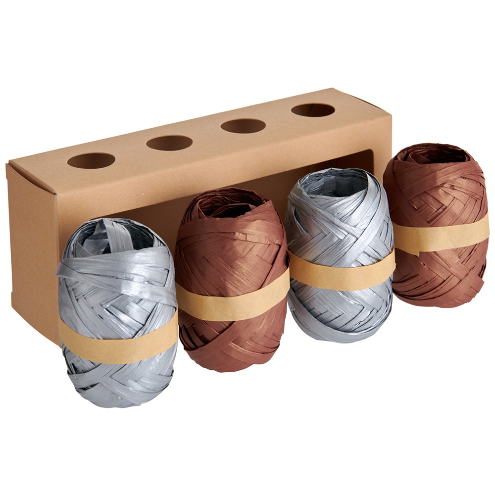 wilko Copper and Silver Raffia Ribbons 8m 4 Pack Image 3