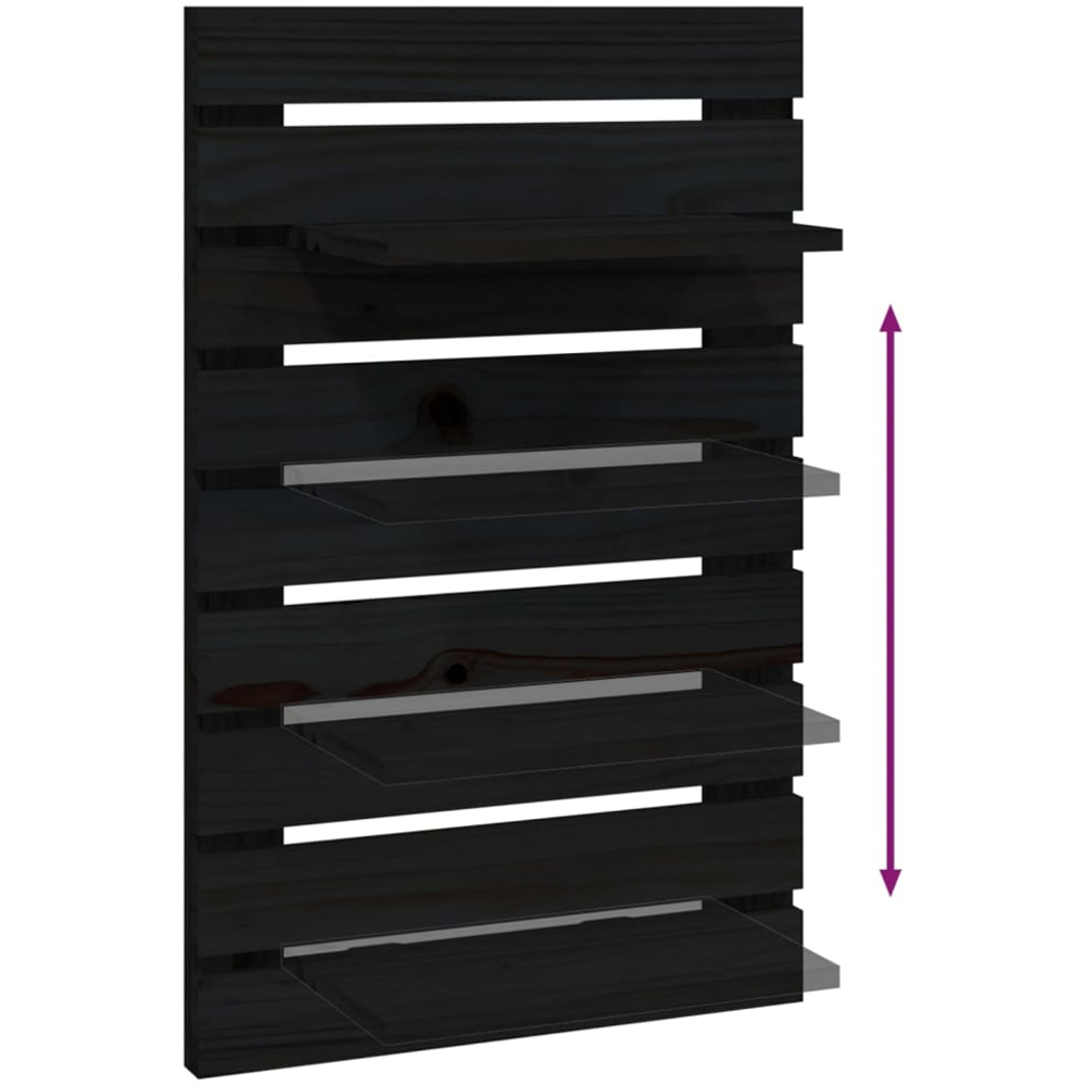 vidaXL Black Adjustable Wall-Mounted Bedside Shelf Set of 2 Image 7