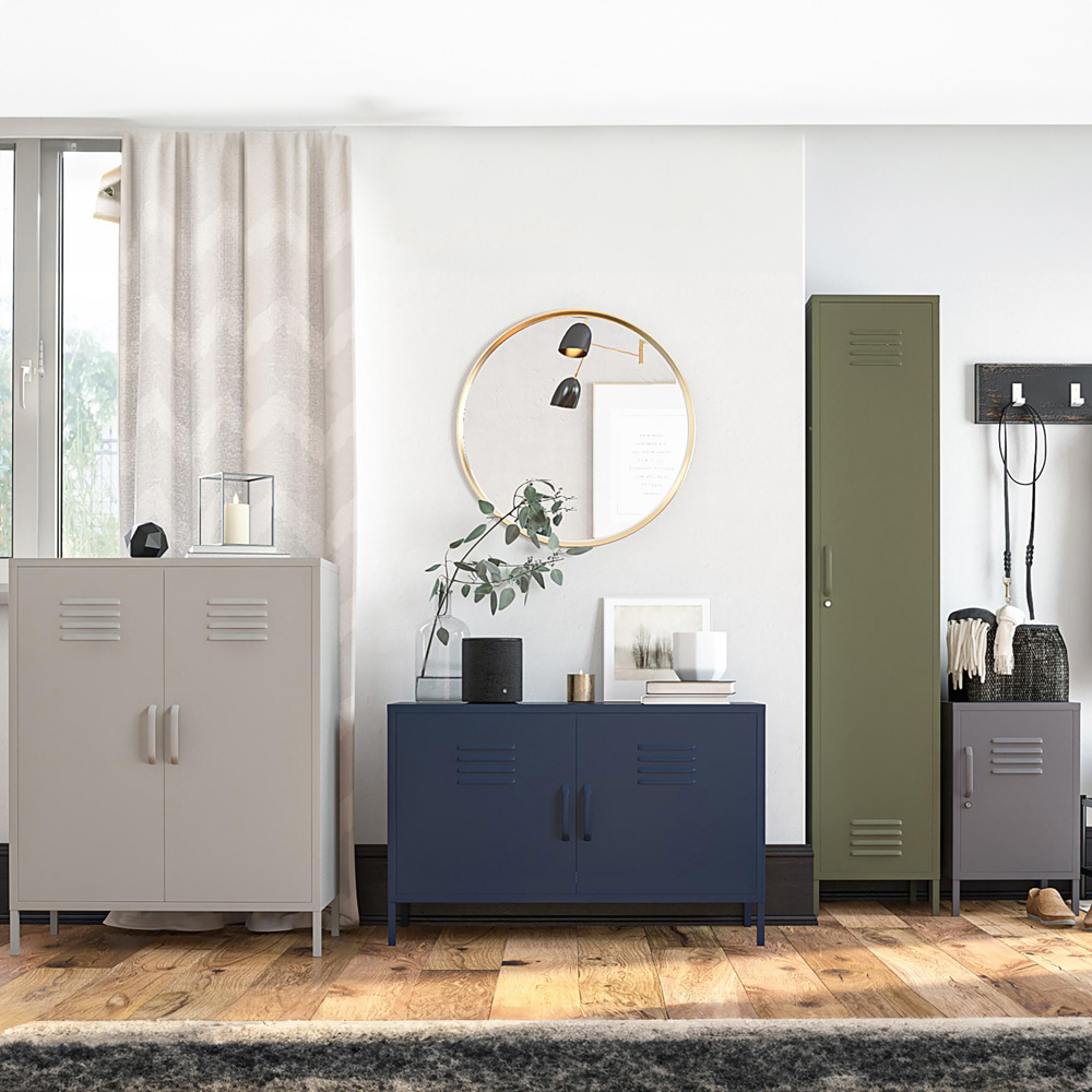 Dorel Bradford 2 Door 3 Shelf Grey Metal Storage Cabinet Image 7