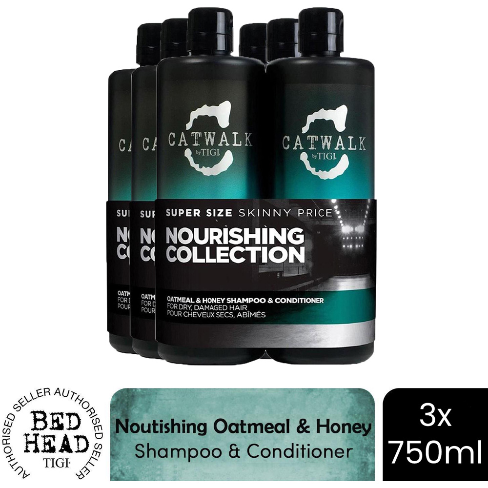 TIGI Catwalk Oatmeal and Honey Shampoo and Conditioner Set 750ml 3 Pack Image 4