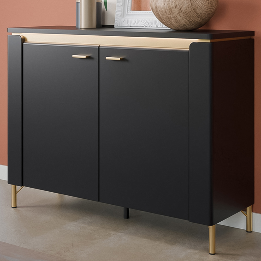 Furniture To Go Genoa 2 Door Black Sideboard Image 1