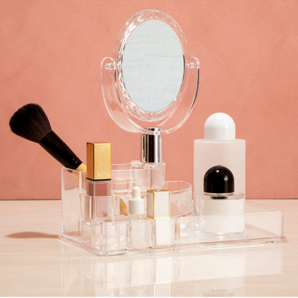 Premier Housewares Clear Cosmetic Organiser with Mirror Image 2