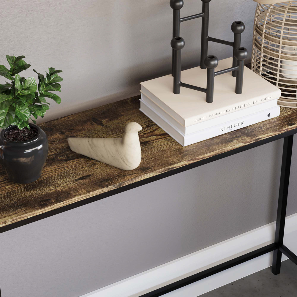 Vida Designs Brooklyn Dark Wood Industrial Console Table Image 4