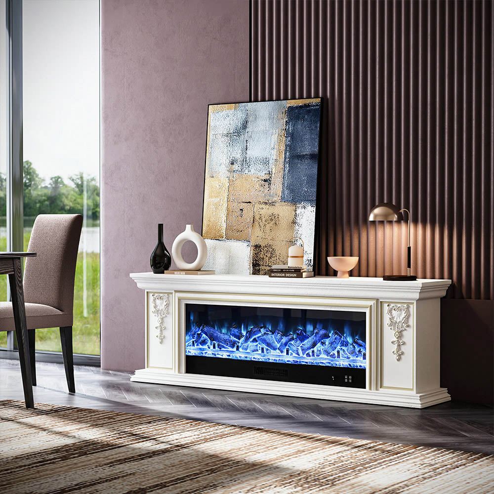 Living and Home 7 Flame Colour White Electric Fireplace TV Stand with Remote Control 63 inch Image 7