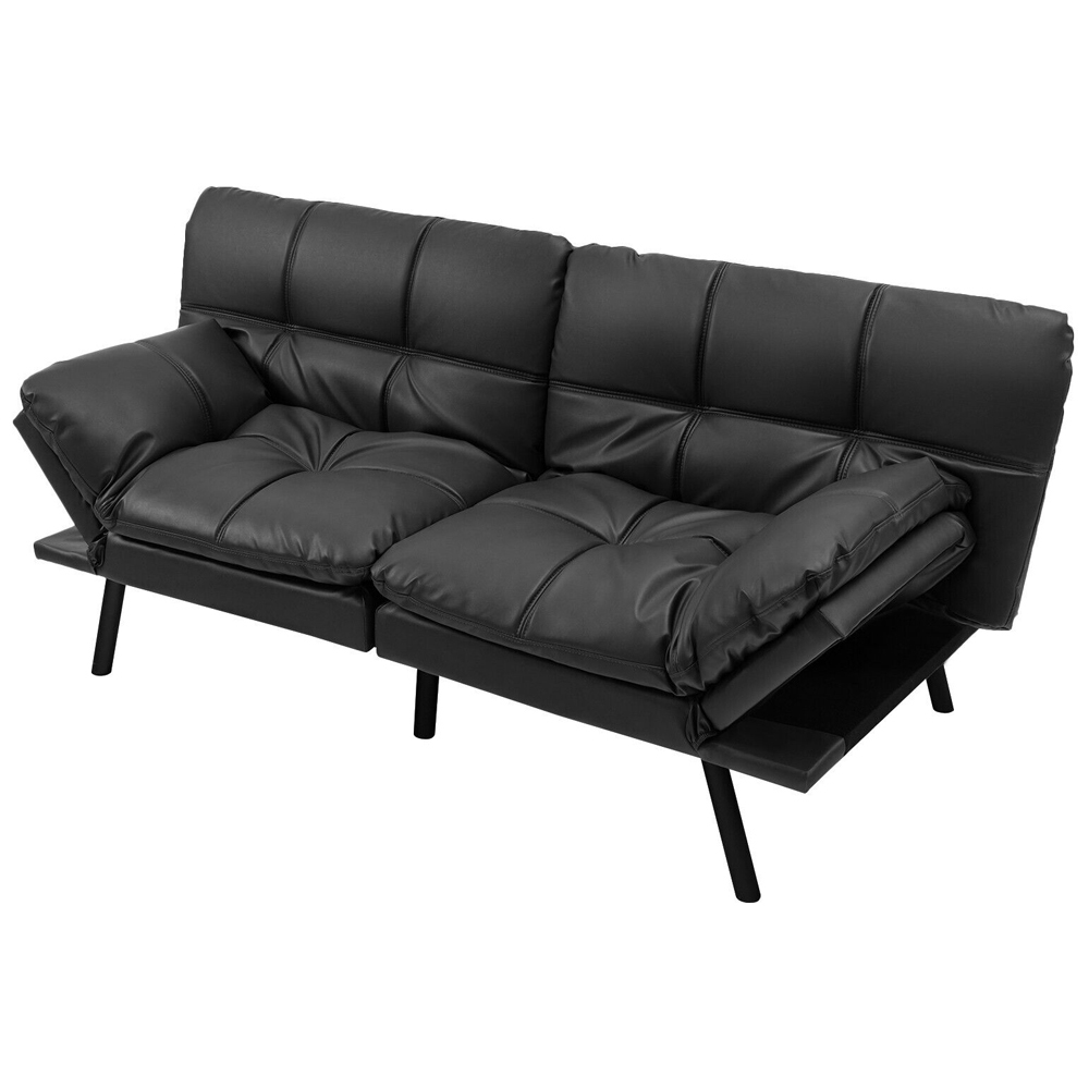 Costway 2 Seater Black Convertible Sofa Bed Image 2