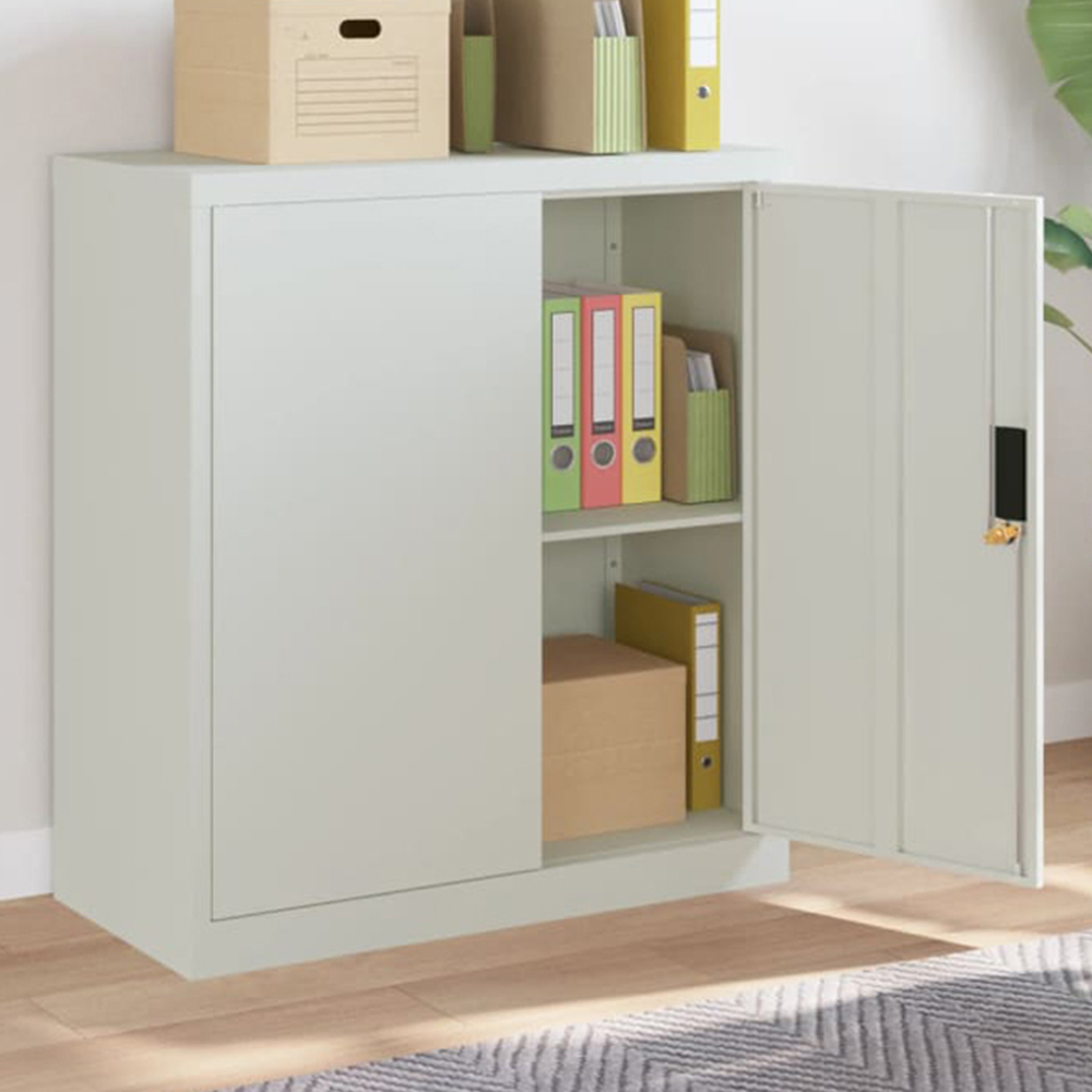 vidaXL 2 Door Light Grey Steel File Cabinet Image 1