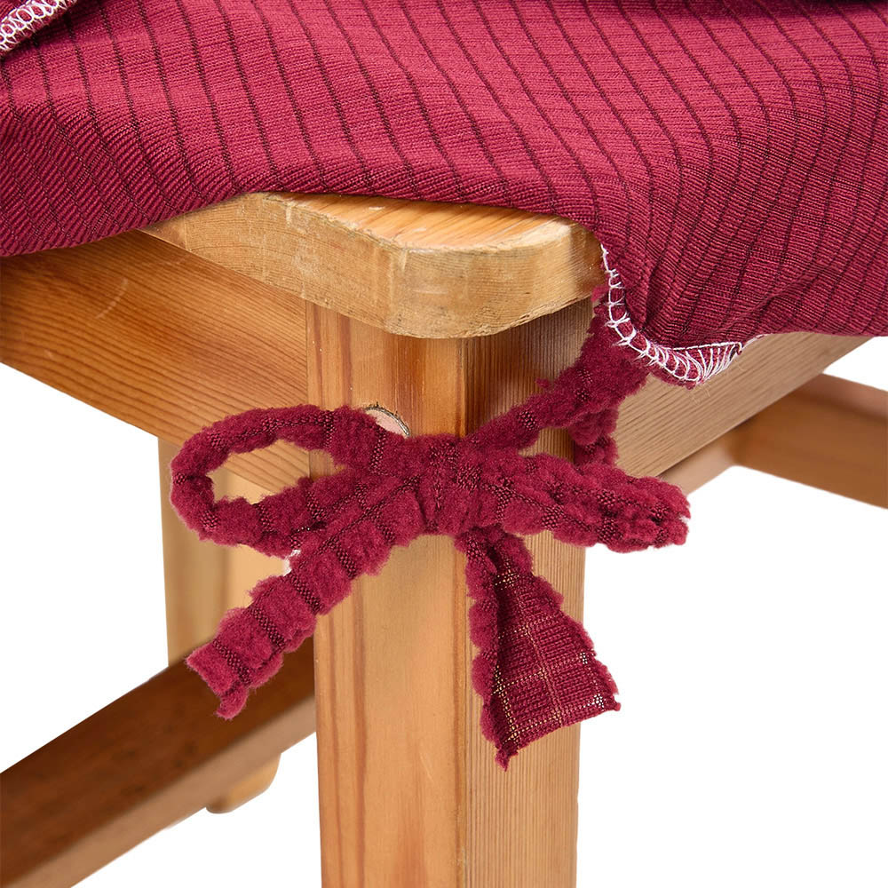 Living and Home Red Dining Chair Cover with Ruffled Skirt and Fabric Tie Set of 2 Image 6