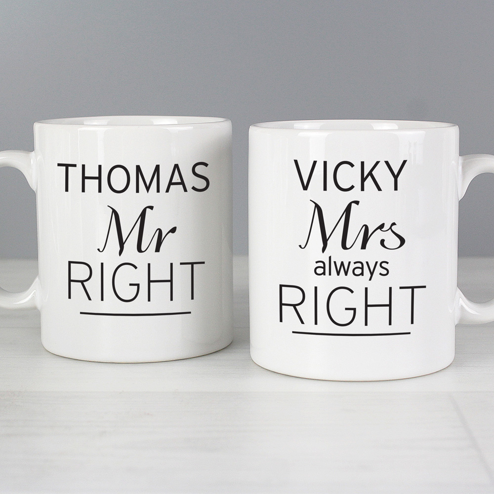 Personalised Memento Personalised Classic Mr Right Mrs Always Right Mug Set Image 2