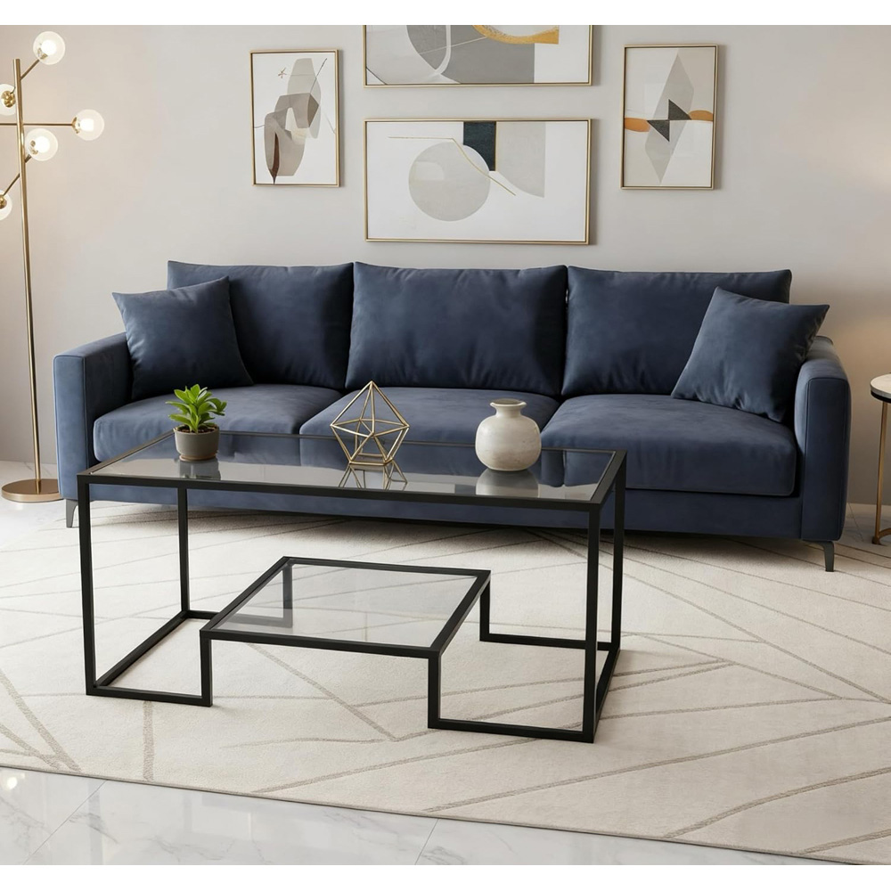 Alivio Single Shelf Transparent Modern Industrial Coffee Table Image 3