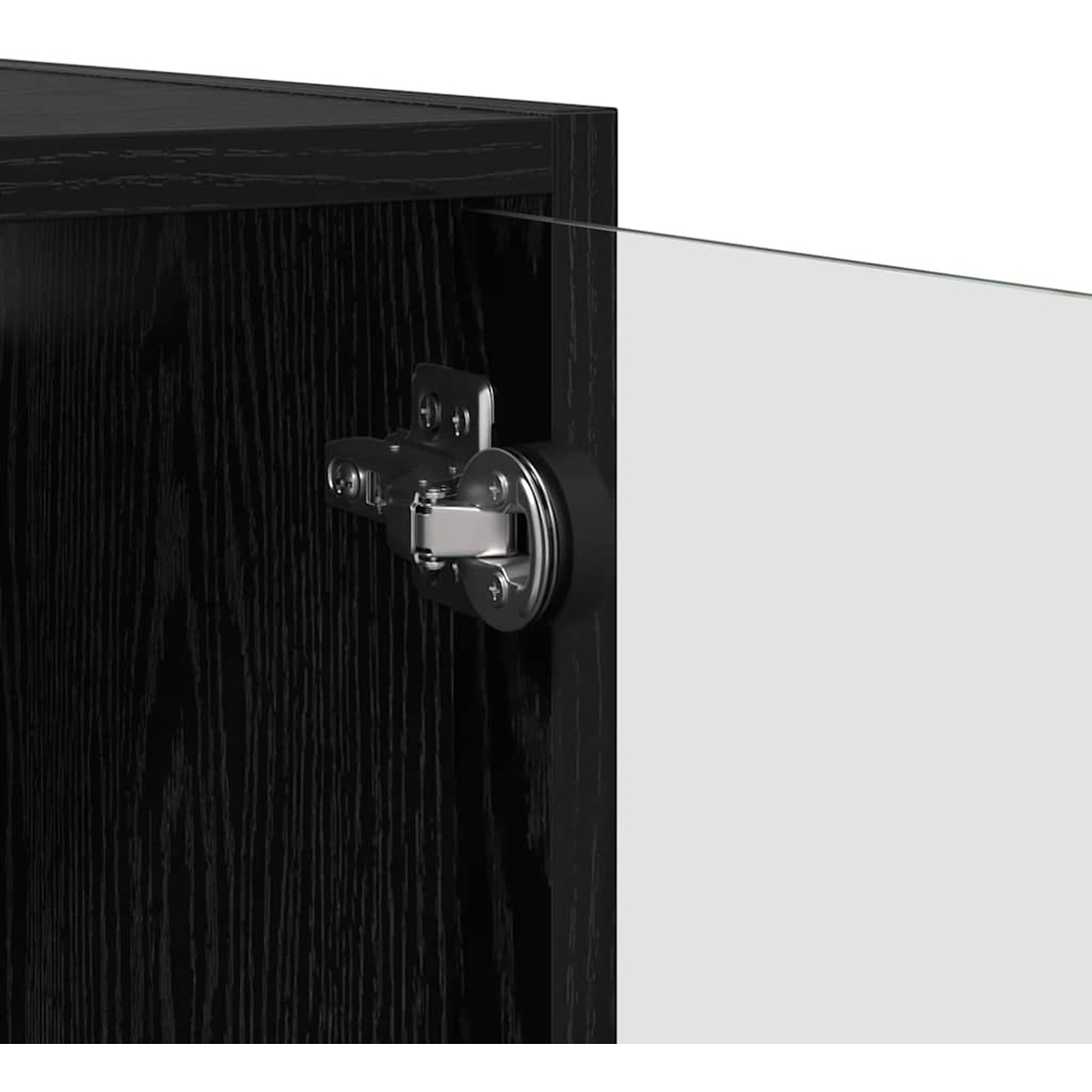vidaXL 2 Glass Door Black Oak Wall Cabinet Image 6