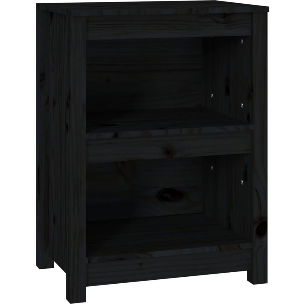 vidaXL 2 Shelf Black Solid Pine Wood Small Bookcase Image 2