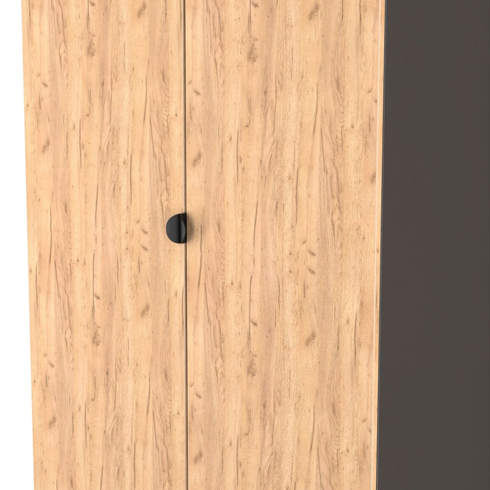 Crowndale Bora 2 Door Gold Oak and Graphite Tall Double Wardrobe Image 6