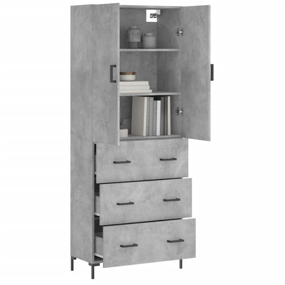 vidaXL 2 Door 3 Drawer Concrete Grey Highboard Image 3