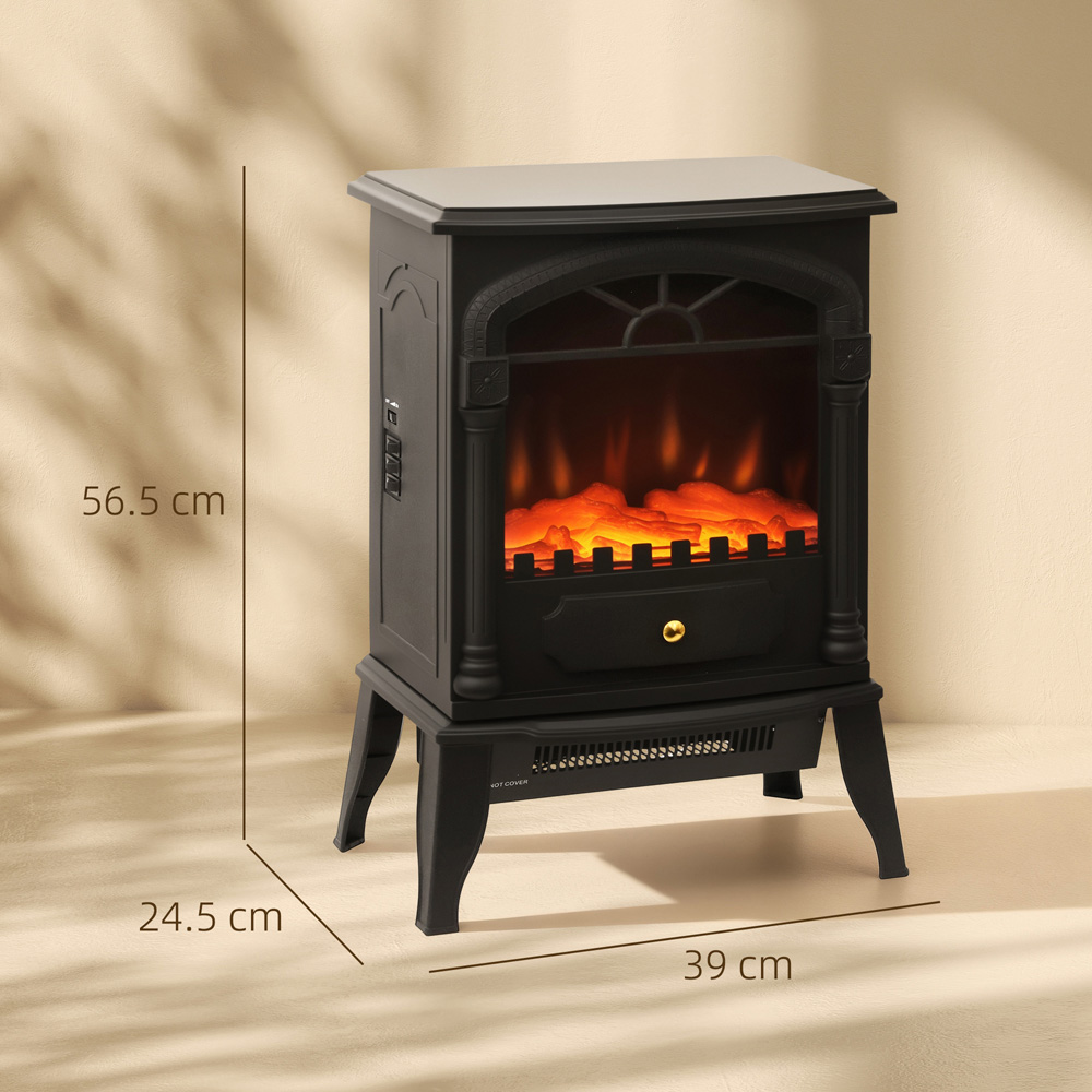 HOMCOM Black 2 Heat Setting Portable Fireplace with Adjustable Thermostat Image 9