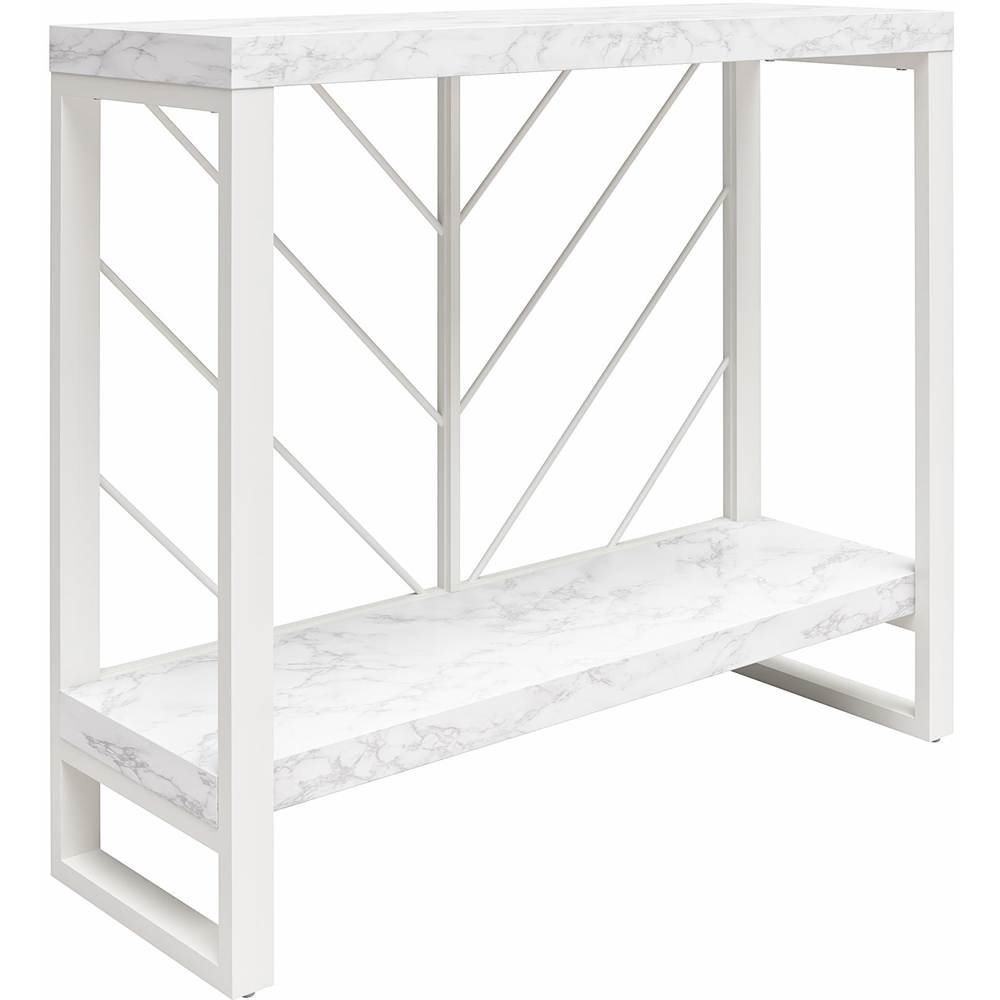 Dorel Home Brielle Single Shelf White Faux Marble Console Table Image 2