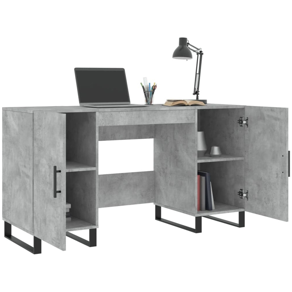 vidaXL 2 Door Computer Desk Concrete Grey Image 9