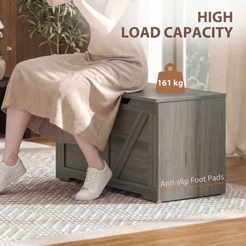 HOMCOM 100L Dark Grey Storage Trunk with Safety Hinge Image 8