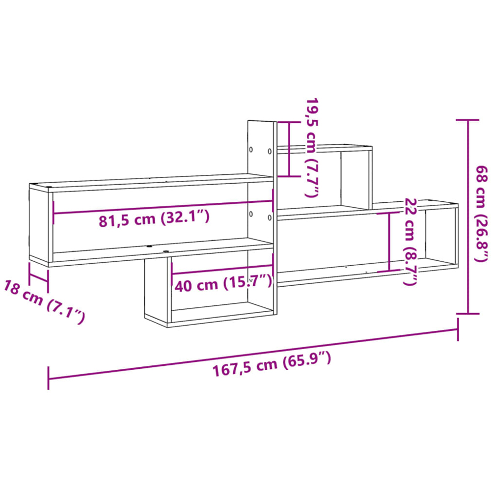 vidaXL 4 Shelf Old Wood Floating Wall Shelf Image 9
