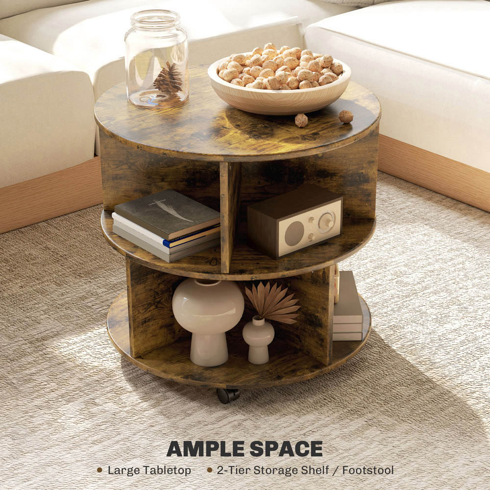 Portland 3 Tier Rustic Brown Coffee Table Image 6