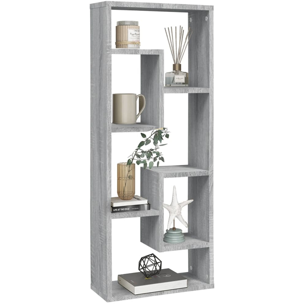 vidaXL 7 Shelf Grey Sonoma Floating Wall Shelf Image 5