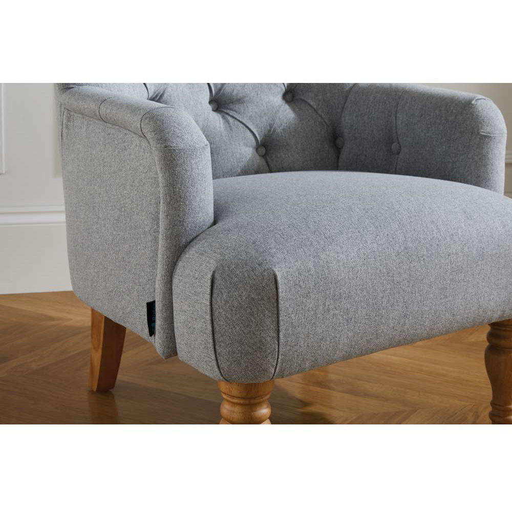 Padstow Button Back Grey Armchair Image 6