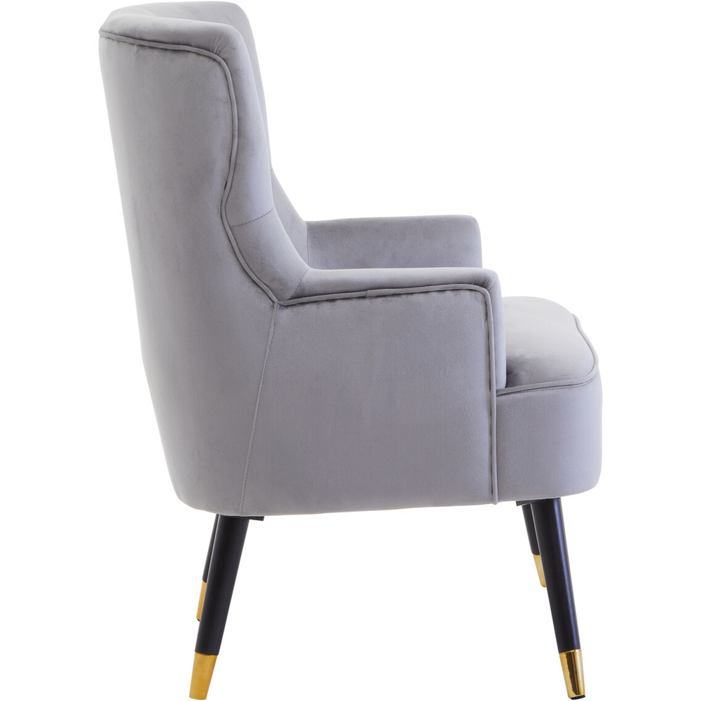 Premier Housewares Loretta Grey Velvet Tufted Accent Chair Image 5