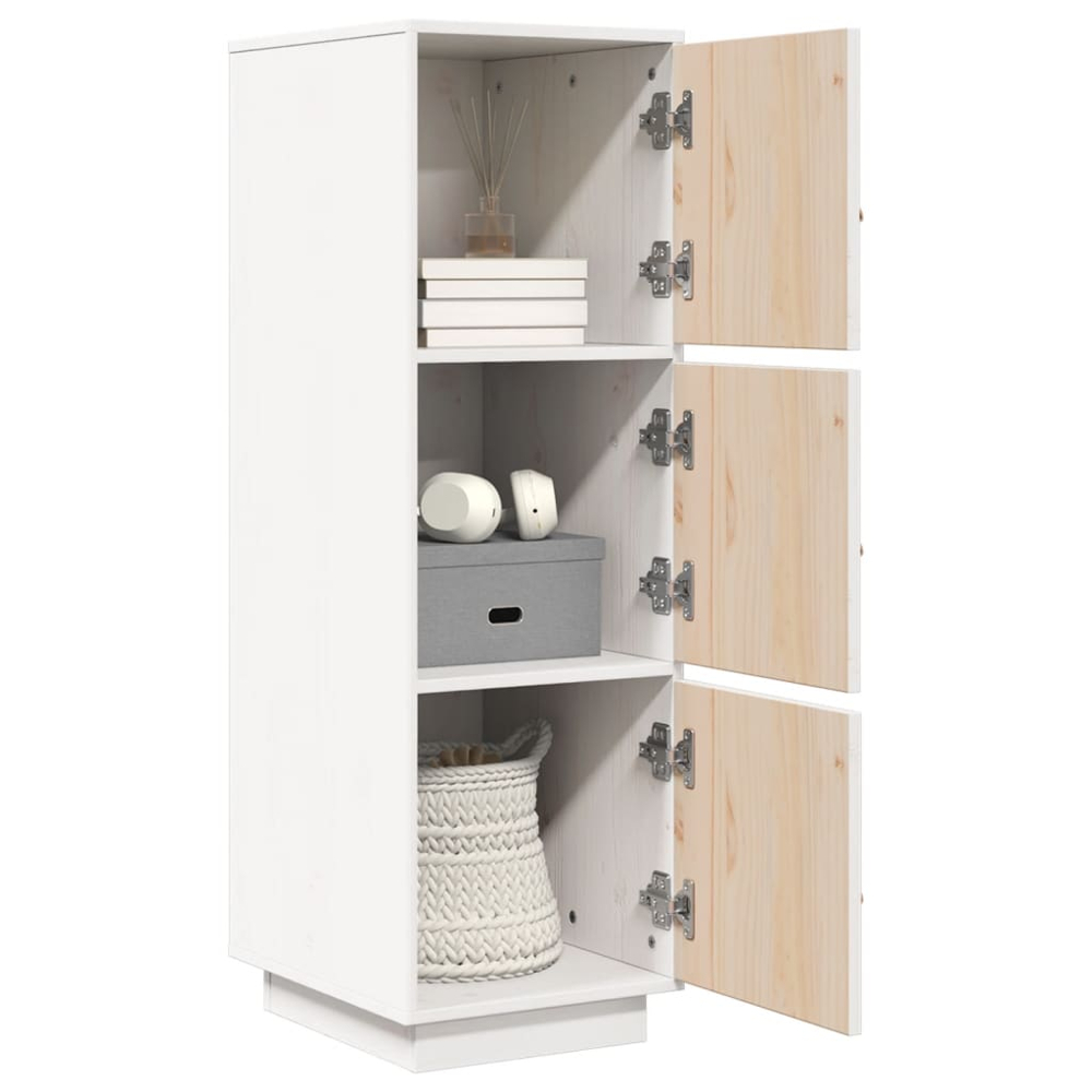 vidaXL 3 Door White Pine Wood Highboard Image 4