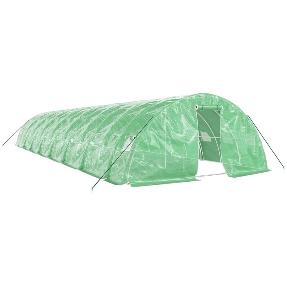 vidaXL Green Polyethylene Galvanised Steel Frame 52.4 x 16.4ft Greenhouse Image 1