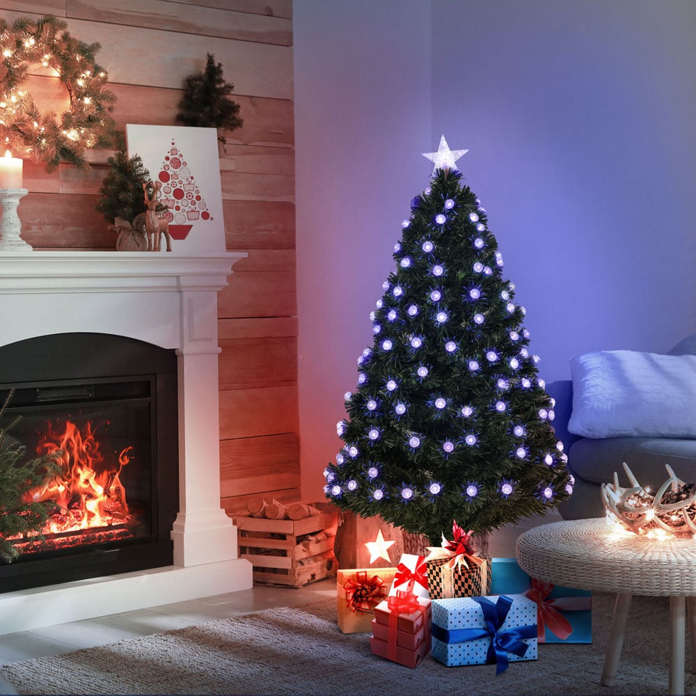 Everglow Fibre Optic LED Pre-Lit Green Artificial Christmas Tree 4ft Image 2