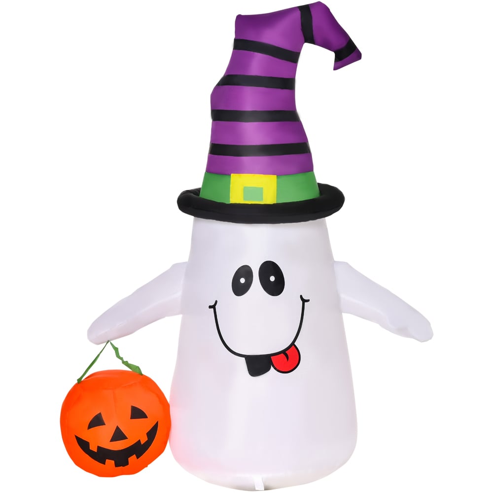 HOMCOM Halloween Inflatable Witch Ghost with Lantern 4ft Image 1