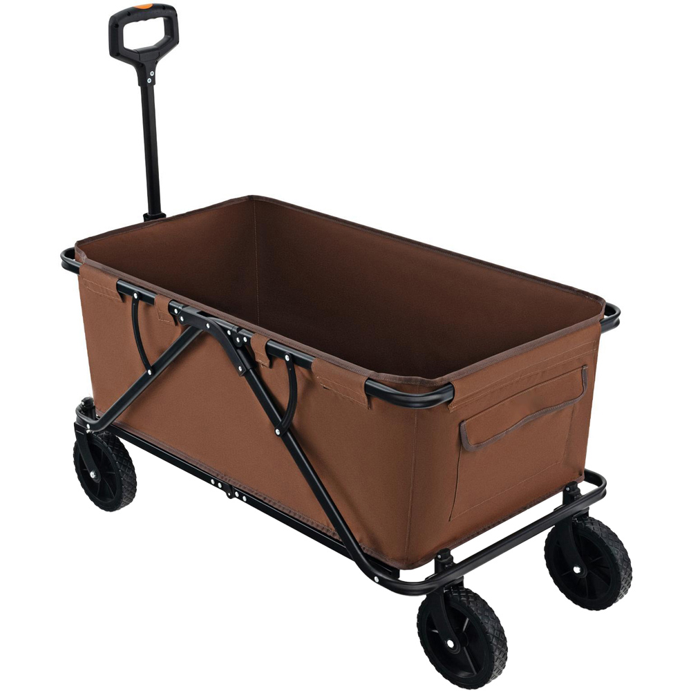 Costway Coffee Collapsible Foldable Wagon Cart with Adjustable Handlebar Image 1