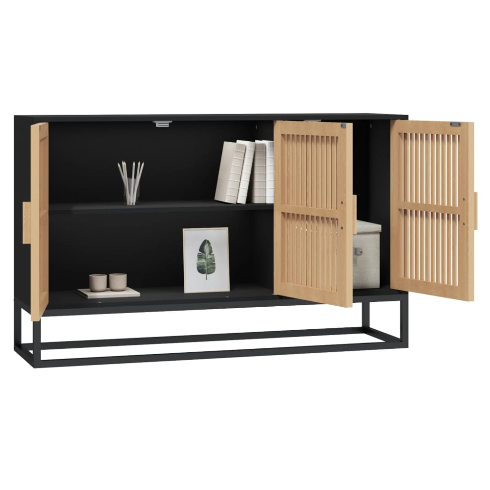 vidaXL 3 Door Black Wooden Sideboard Image 3