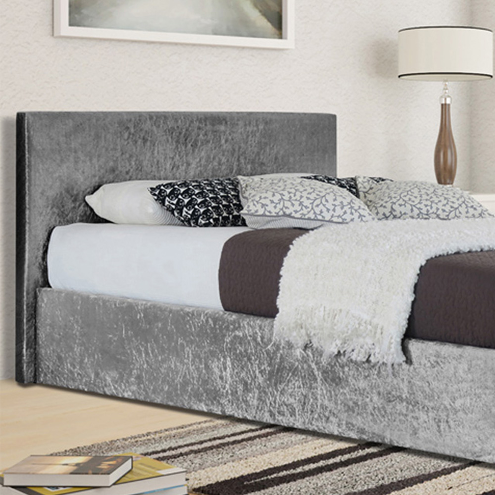 Brooklyn King Size Silver Crushed Velvet Ottoman Storage Bed Image 2