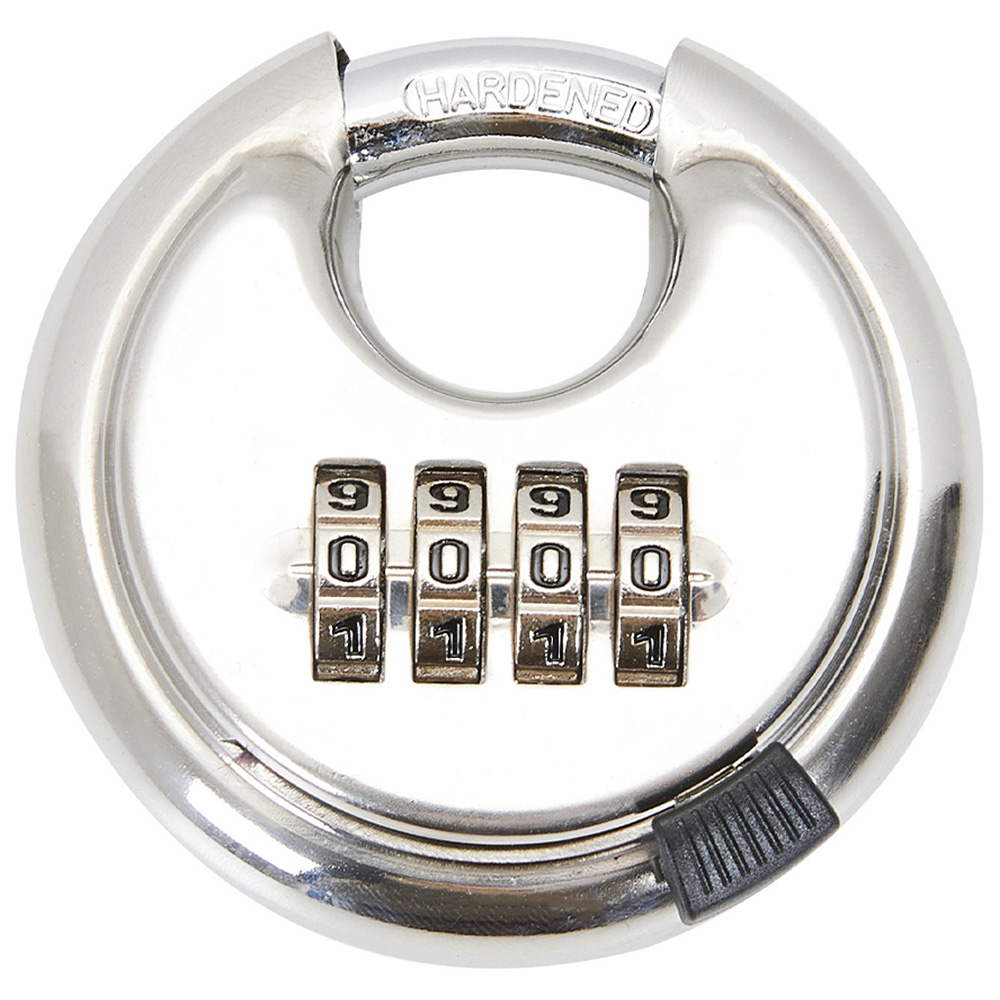 Living and Home 4 Digit Silver Zinc Alloy Combination Padlock Image 1