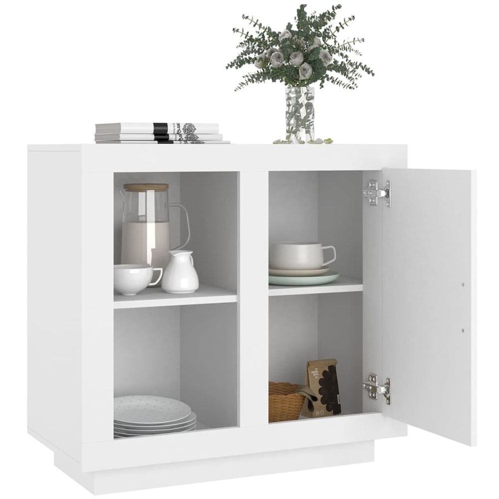 vidaXL Single Door 2 Shelf White Sideboard Image 3
