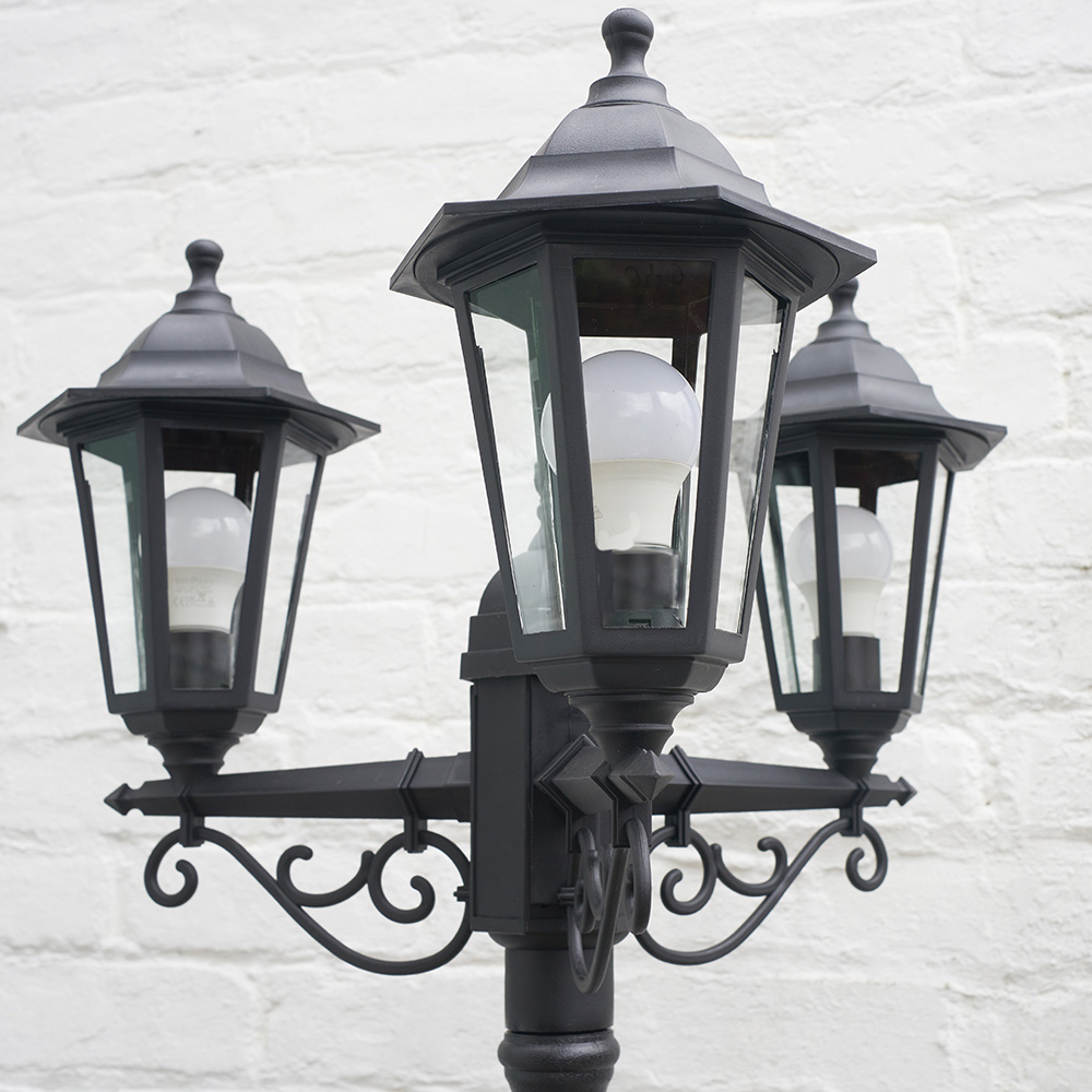 ValueLights Mayfair Black 3 Way Outdoor Lamp Post Light Image 4