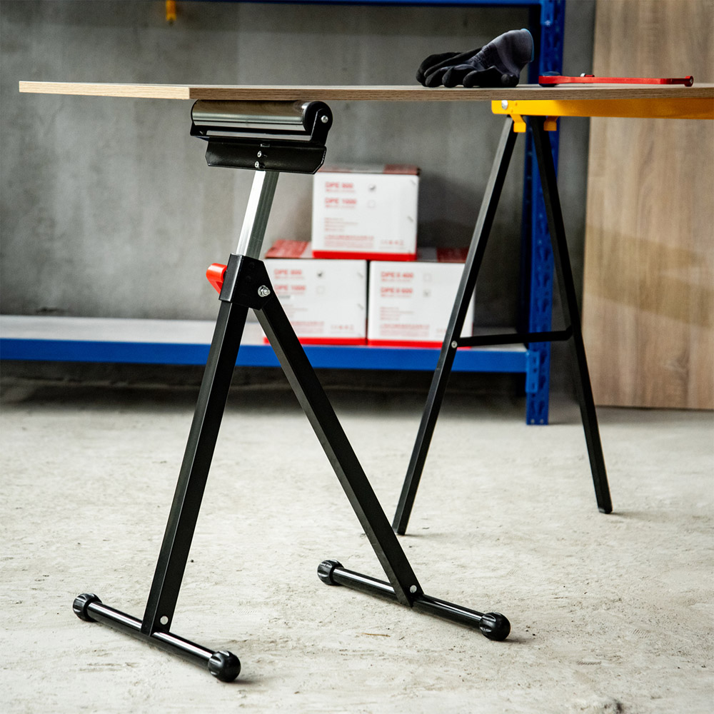 HomCom Black Folding Roller Stand Support Image 2