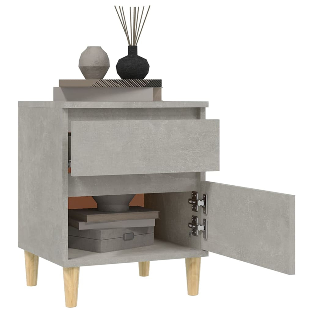 vidaXL Single Door Single Drawer Concrete Grey Bedside Cabinet Image 4