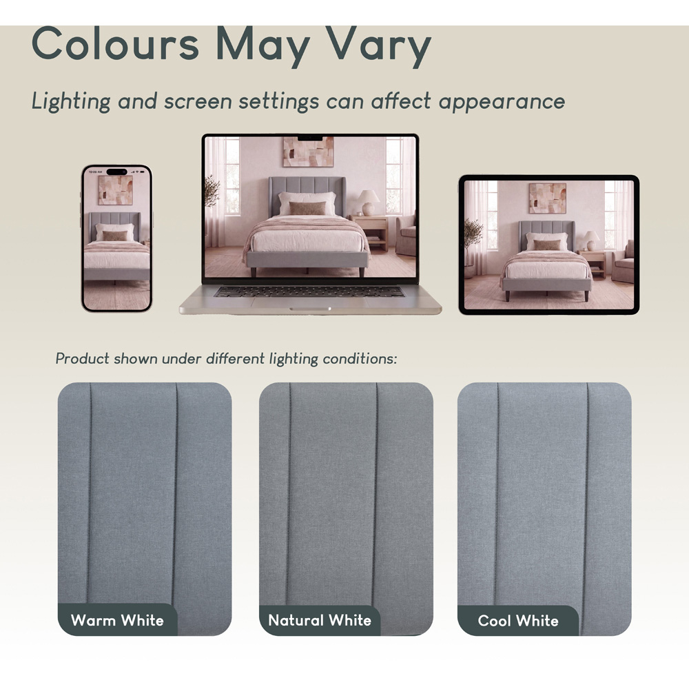 VIDA DESIGNS Vianna Single Light Grey Linen Fabric Bed Image 7
