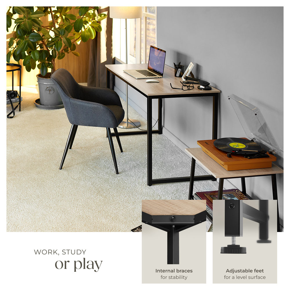 Tectake Flint Wood Light Study Desk Oak Sonoma 120cm Image 4