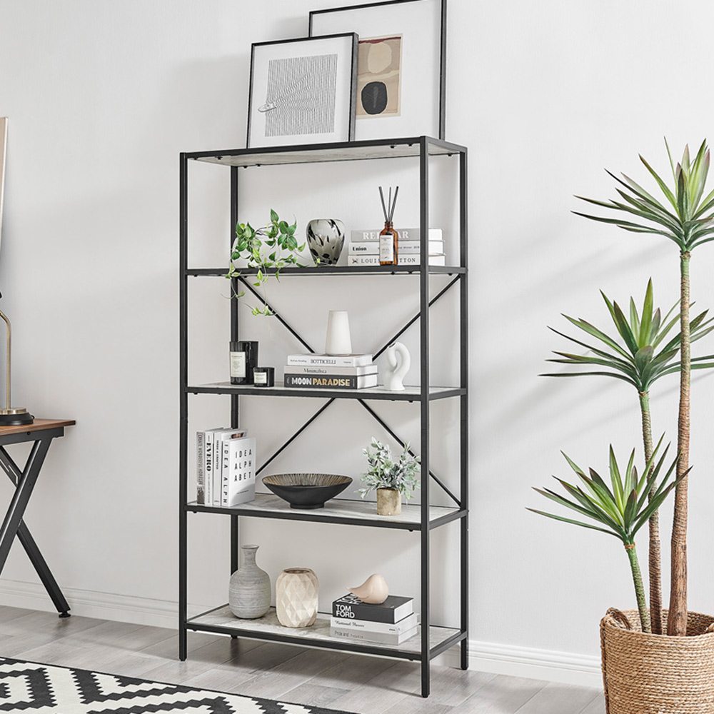 Furniture Box Kelton Black and White Marble Box Shelf Unit Image 4