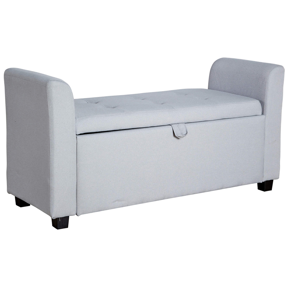 Home Source Verona Light Grey Sleigh Style Window Seat with Storage Image 2