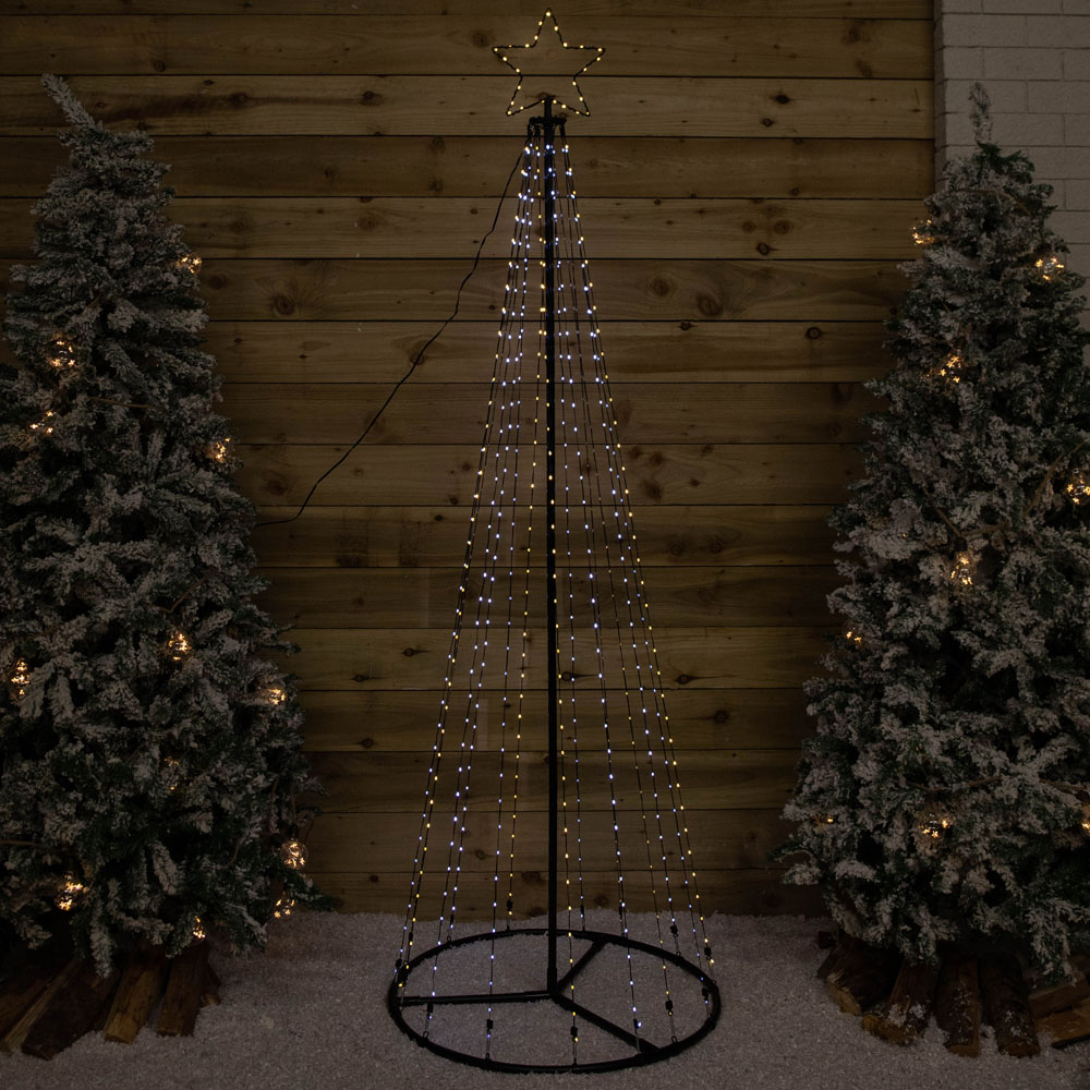 Samuel Alexander Pre-Lit White and Warm White LED Pyramid Christmas Cone Tree 140cm Image 2