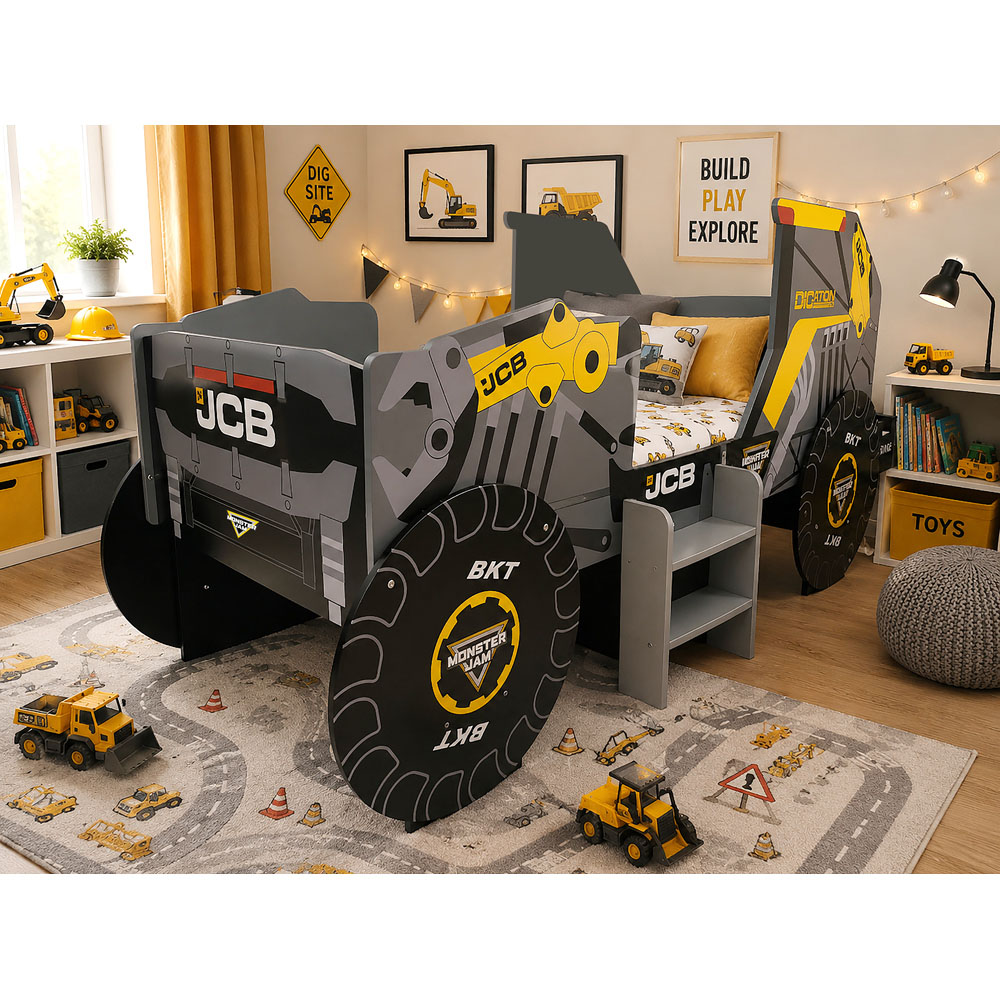 Kidsaw Monster Jam DIGatron Single JCB Digger Kids Bed with Storage Image 8