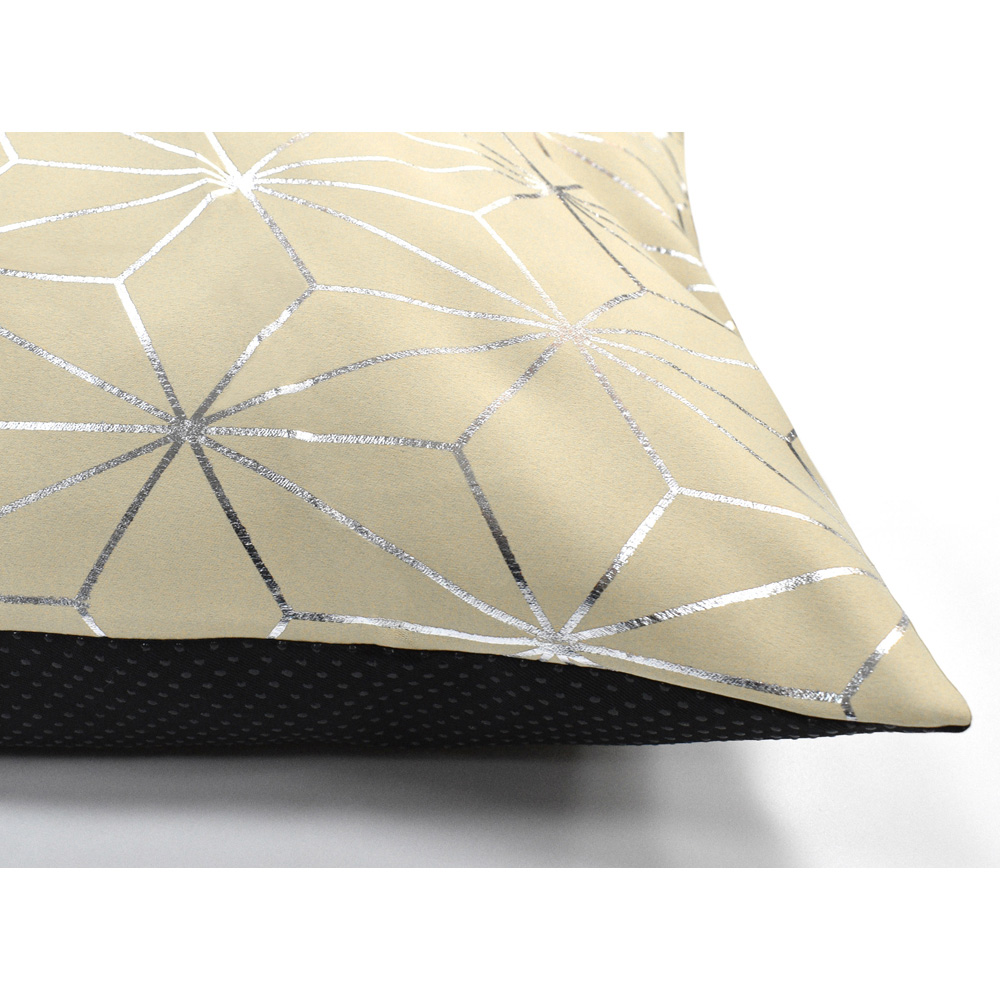 Velosso Cream Metallic-Effect Geometric Pattern Non-Slip Lounging Cushion 78 x 120cm Image 3