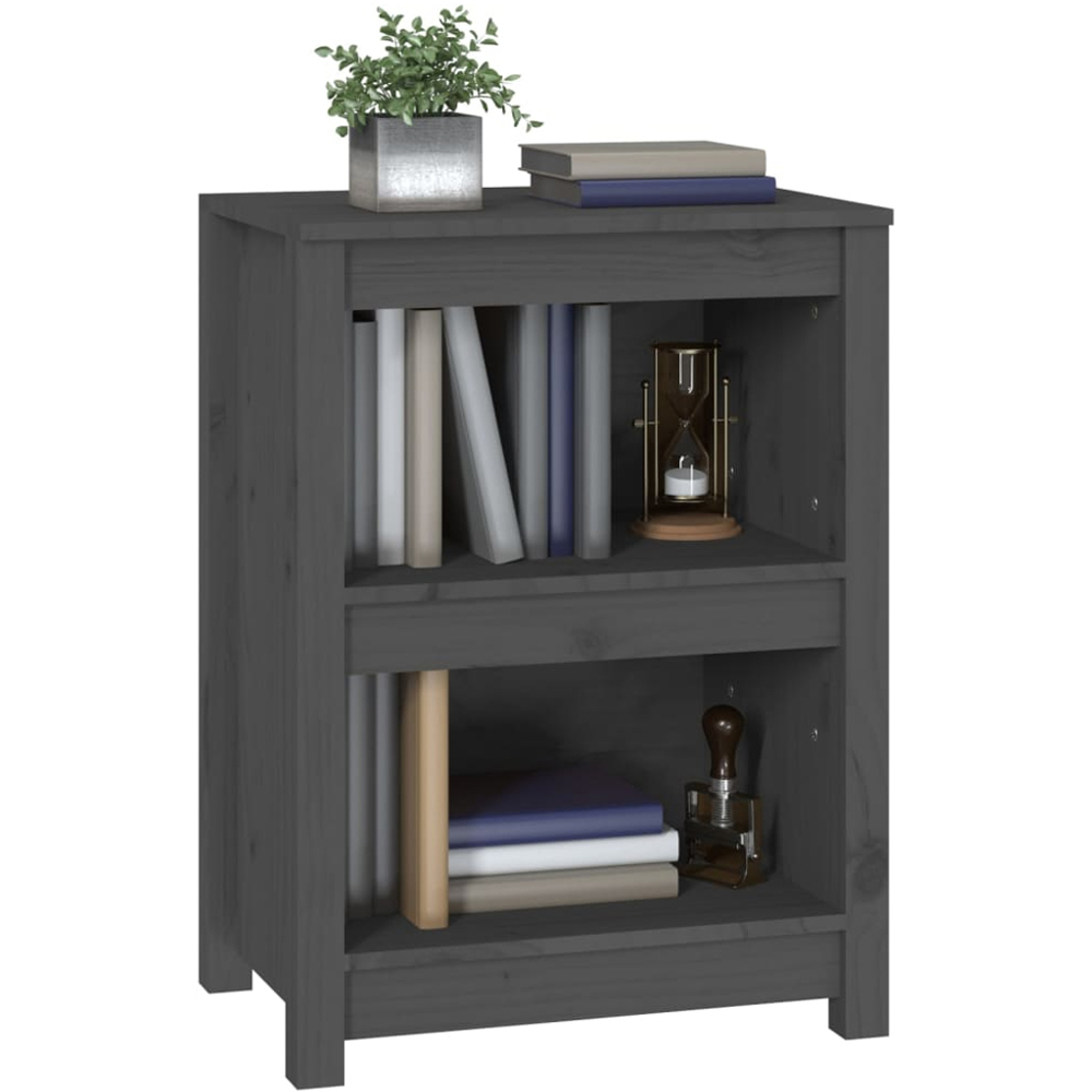vidaXL 2 Shelf Grey Solid Pine Wood Bookcase Image 4