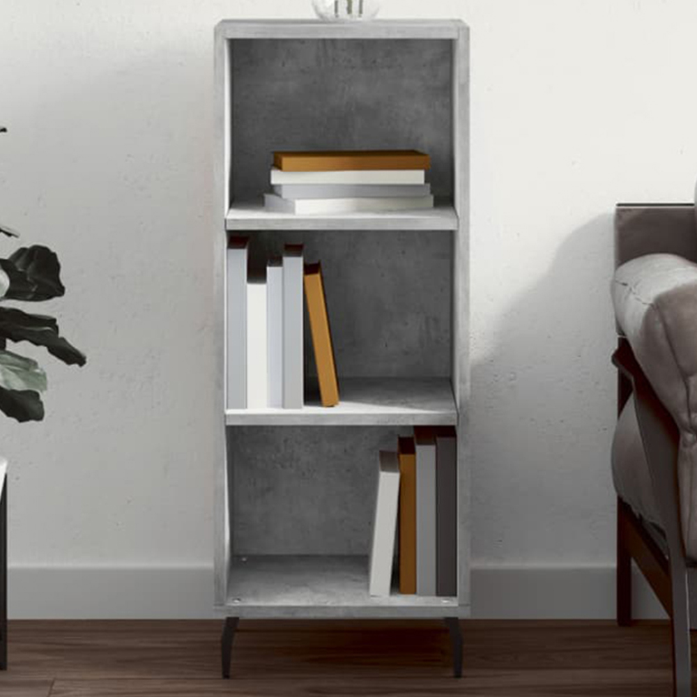 vidaXL 3 Shelf Concrete Grey Wooden Sideboard Image 1