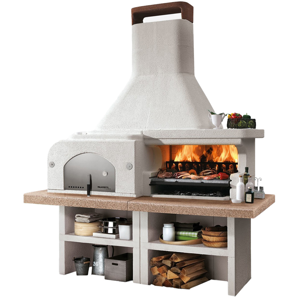 Palazzetti Gargano 3 Masonry Barbecue Wood Fired Oven and Worktop White Image 1