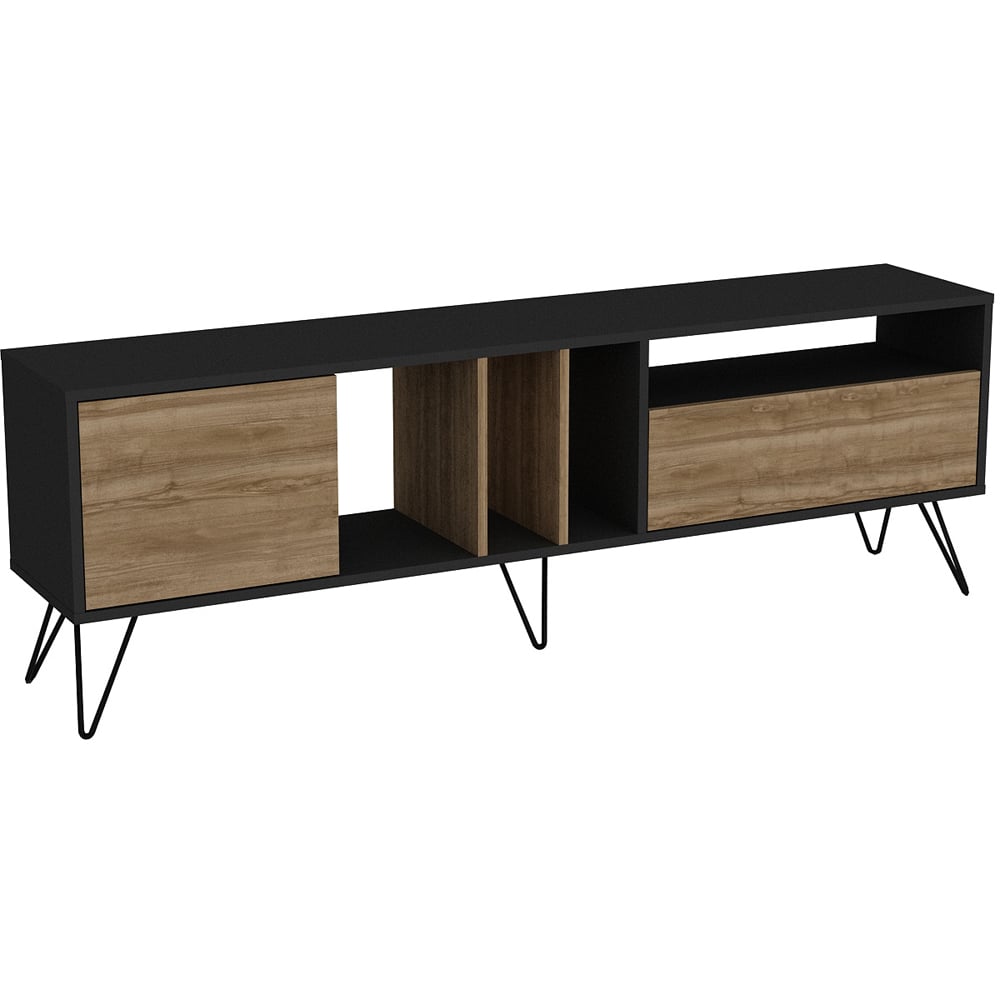 Decorotika Mistico Black and Walnut Wide TV Unit Image 2