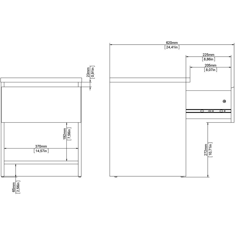 Florence Single Drawer Single Shelf White High Gloss Bedside Table Image 9